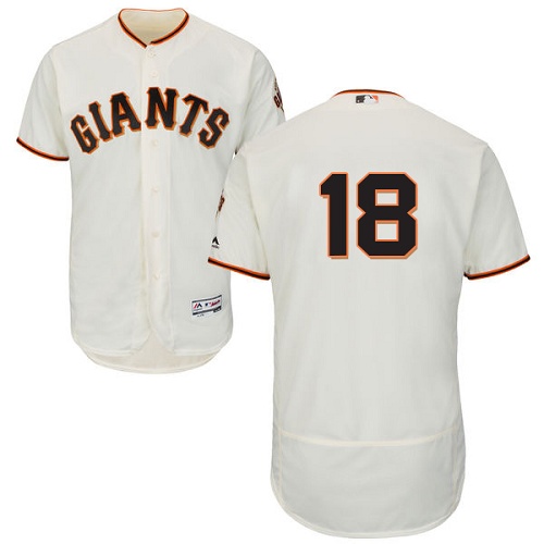 Giants #18 Matt Cain Cream Flexbase Authentic Collection Stitched MLB Jersey