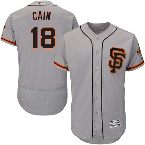 Giants #18 Matt Cain Grey Flexbase Authentic Collection Road 2 Stitched MLB Jersey