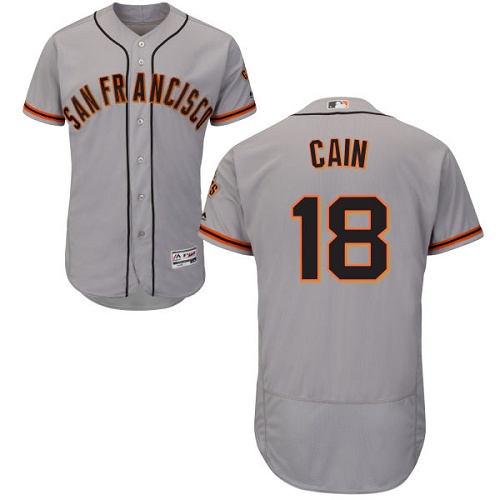 Giants #18 Matt Cain Grey Flexbase Authentic Collection Road Stitched MLB Jersey