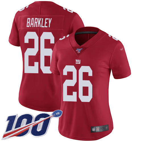 Giants #26 Saquon Barkley Red Women's Stitched Football Limited Inverted Legend 100th Season Jersey Giants #26 Saquon Barkley Red Women's Stitched Football Limited Inverted Legend 100th Season Jersey