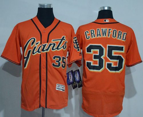 Giants #35 Brandon Crawford Orange Flexbase Authentic Collection Stitched MLB jerseys