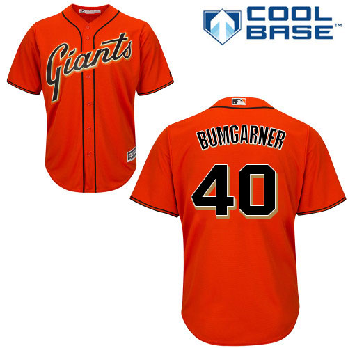 Giants #40 Madison Bumgarner Orange Alternate Stitched Youth MLB Jersey Giants #40 Madison Bumgarner Orange Alternate Stitched Youth MLB Jersey
