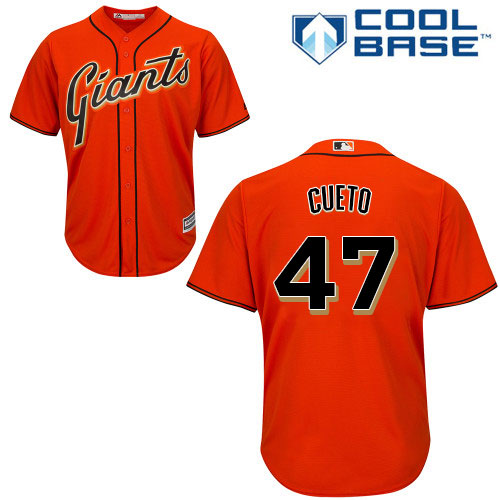 Giants #47 Johnny Cueto Orange Alternate Cool Base Stitched Youth MLB Jersey Giants #47 Johnny Cueto Orange Alternate Cool Base Stitched Youth MLB Jersey