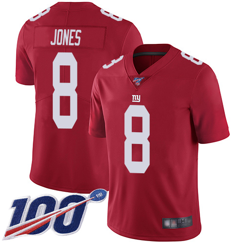 Giants #8 Daniel Jones Red Youth Stitched Football Limited Inverted Legend 100th Season Jersey Giants #8 Daniel Jones Red Youth Stitched Football Limited Inverted Legend 100th Season Jersey