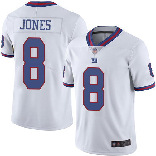 Giants #8 Daniel Jones White Youth Stitched Football Limited Rush Jersey Giants #8 Daniel Jones White Youth Stitched Football Limited Rush Jersey
