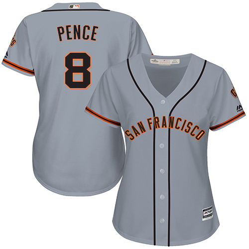 Giants #8 Hunter Pence Grey Road Women's Stitched MLB Jersey Giants #8 Hunter Pence Grey Road Women's Stitched MLB Jersey