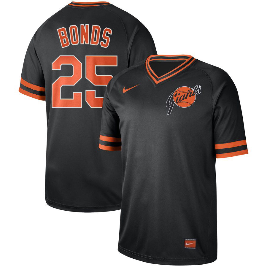 Giants 25 Barry Bonds Black Throwback Jersey