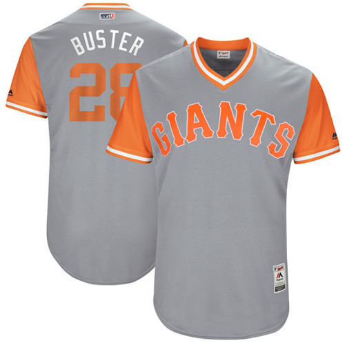 Giants 28 Buster Posey Buster Majestic Gray 2017 Players Weekend Jersey