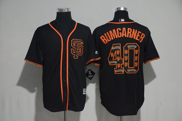 Giants 40 Madison Bumgarner Black Team Logo Print Cool Base Jersey