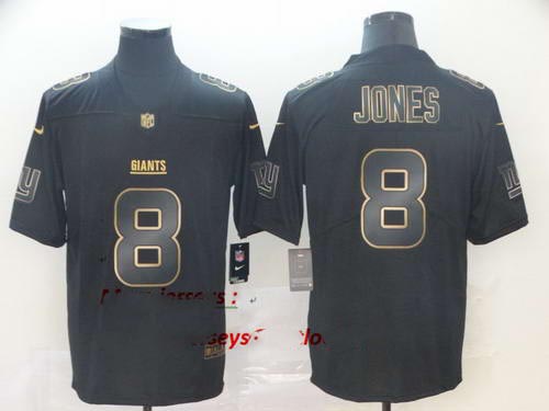 Giants 8 Daniel Jones Black Gold Vapor Untouchable Limited Jersey