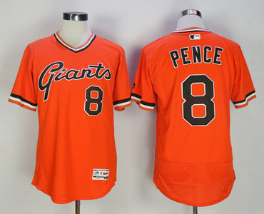 Giants 8 Hunter Pence Orange Throwback Flexbase Jersey