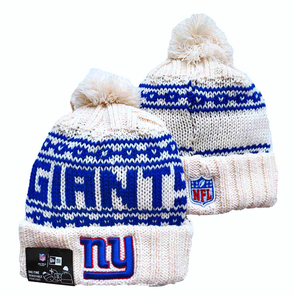 Giants Team Logo Pom Cuffed White Knit Hat  YD