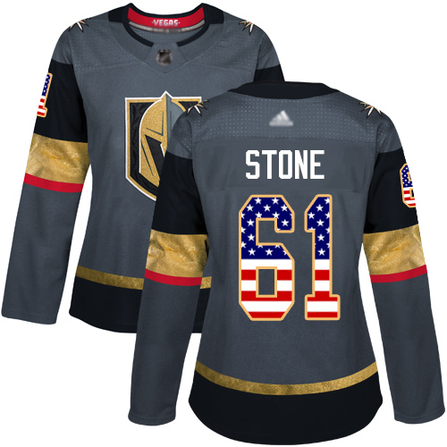 Golden Knights #61 Mark Stone Grey Home Authentic USA Flag Women's Stitched Hockey Jersey Golden Knights #61 Mark Stone Grey Home Authentic USA Flag Women's Stitched Hockey Jersey