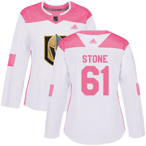 Golden Knights #61 Mark Stone White Pink Authentic Fashion Women's Stitched Hockey Jersey Golden Knights #61 Mark Stone White Pink Authentic Fashion Women's Stitched Hockey Jersey