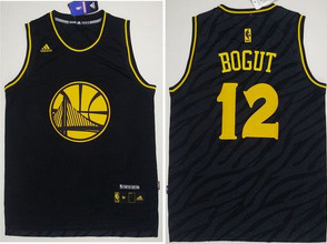 Golden State Warriors #12 Andrew Bogut Black Precious Metals Fashion Stitched NBA Jersey