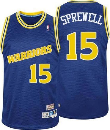 Golden State Warriors #15 Latrell Sprewell Blue Throwback NBA Jersey
