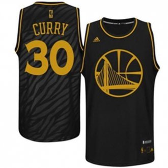 Golden State Warriors #30 Stephen Curry Black Precious Metals Fashion NBA Jersey