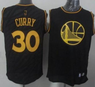 Golden State Warriors #30 Stephen Curry Black Precious Metals Fashion Stitched NBA Jersey