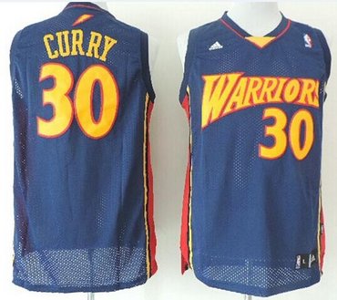 Golden State Warriors #30 Stephen Curry Navy Blue Throwback Stitched NBA Jersey