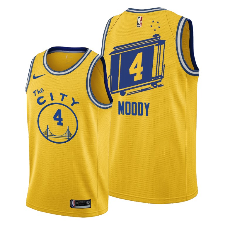 Golden State Warriors #4 Moses Moody Gold Men's Jersey