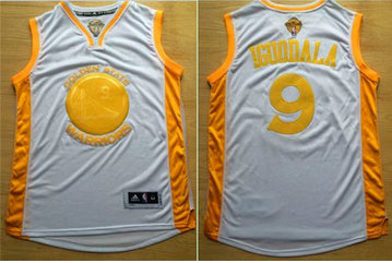 Golden State Warriors #9 Andre Iguodala White(Gold No.) Stitched NBA Jersey