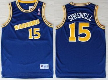 Golden State Warriors 15 Latrell Sprewell Blue Soul Throwback M&N NBA Jerseys
