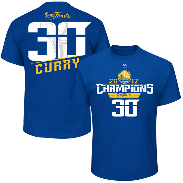 Golden State Warriors 30 Stephen Curry 2017 NBA Champions Men's T-Shirt Royal Golden State Warriors 30 Stephen Curry 2017 NBA Champions Men's T-Shirt Royal