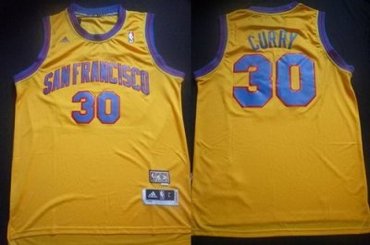 Golden State Warriors 30 Stephen Curry Throwback Hardwood Classics Revolution 30 Swingman Yellow NBA Jerseys