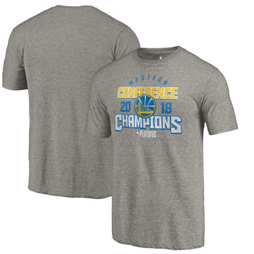 Golden State Warriors Fanatics Branded 2018 Western Conference Champions Catch And Shoot Tri-Blend T-Shirt Gray