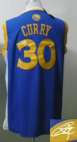 Golden State Warriors Revolution 30 Autographed #30 Stephen Curry Blue Stitched NBA Jersey