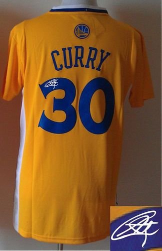 Golden State Warriors Revolution 30 Autographed #30 Stephen Curry Gold Stitched NBA Jersey