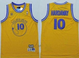 Golden State Warrlors #10 Tim Hardaway Gold Throwback Stitched NBA Jersey