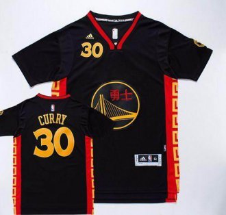 Golden State Warrlors #30 Stephen Curry Black Slate Chinese New Year Stitched NBA Jersey