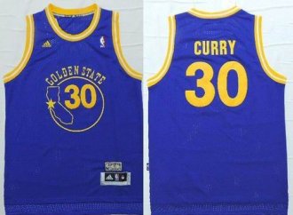 Golden State Warrlors #30 Stephen Curry Blue New Throwback Stitched NBA Jersey