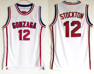 Gonzaga Bulldogs 12 John Stockton White College Basketball Jersey