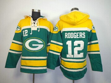Green Bay Packers #12 Aaron Rodgers Green Sawyer Hooded Sweatshirt Stitched Jersey Green Bay Packers #12 Aaron Rodgers Green Sawyer Hooded Sweatshirt Stitched Jersey