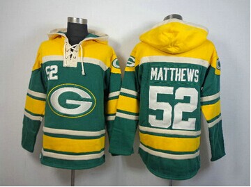 Green Bay Packers #52 Clay Matthews Green Sawyer Hooded Sweatshirt Stitched Jersey Green Bay Packers #52 Clay Matthews Green Sawyer Hooded Sweatshirt Stitched Jersey