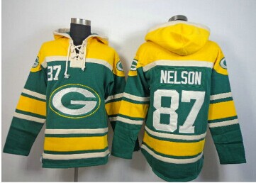 Green Bay Packers #87 Jordy Nelson Green Sawyer Hooded Sweatshirt Stitched Jersey Green Bay Packers #87 Jordy Nelson Green Sawyer Hooded Sweatshirt Stitched Jersey