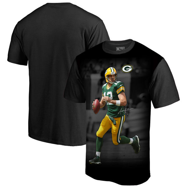 Green Bay Packers Aaron Rodgers NFL Pro Line By Fanatics Branded NFL Player Sublimated Graphic T Shirt Black Green Bay Packers Aaron Rodgers NFL Pro Line By Fanatics Branded NFL Player Sublimated Graphic T Shirt Black