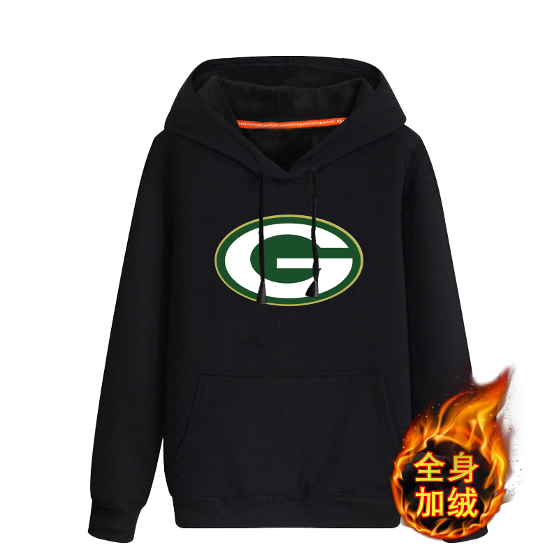 Green Bay Packers Black Men's Winter Thick NFL Pullover Hoodie Green Bay Packers Black Men's Winter Thick NFL Pullover Hoodie