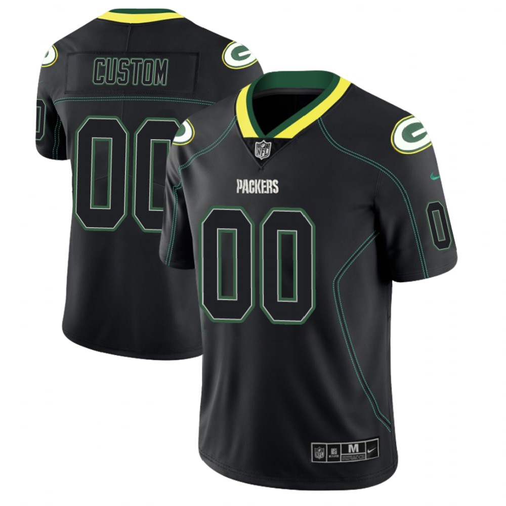 Green Bay Packers Custom 2018 Lights Out Color Rush Limited Black Jersey