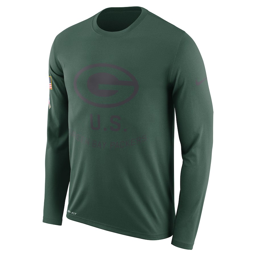 Green Bay Packers Nike Salute To Service Sideline Legend Performance Long Sleeve T-Shirt Green Green Bay Packers Nike Salute To Service Sideline Legend Performance Long Sleeve T-Shirt Green
