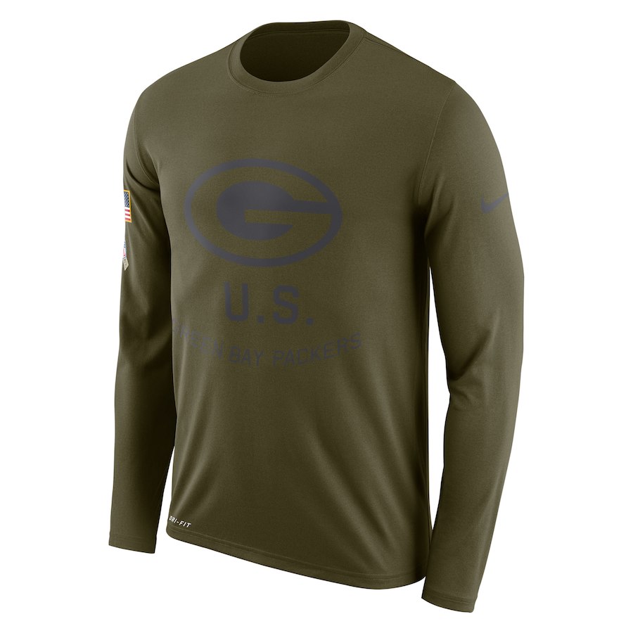 Green Bay Packers Nike Salute To Service Sideline Legend Performance Long Sleeve T-Shirt Olive Green Bay Packers Nike Salute To Service Sideline Legend Performance Long Sleeve T-Shirt Olive