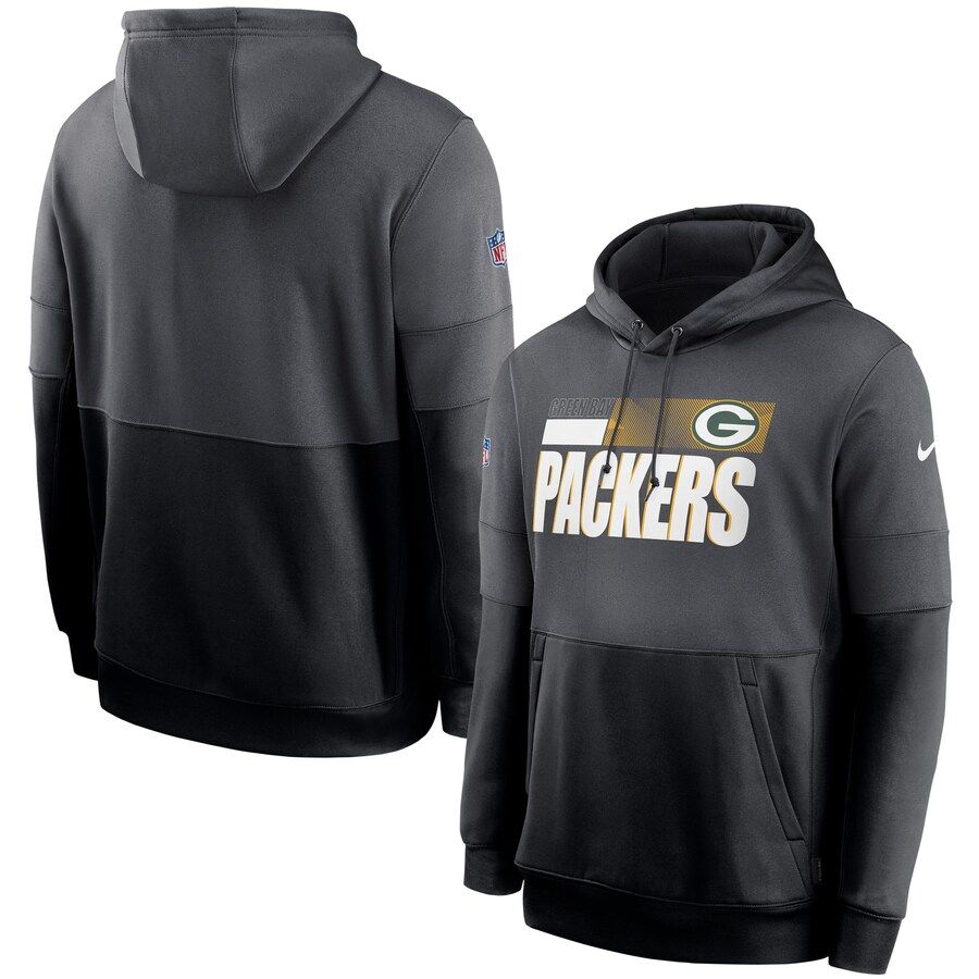 Green Bay Packers Nike Sideline Impact Lockup Performance Pullover Hoodie Charcoal Black Green Bay Packers Nike Sideline Impact Lockup Performance Pullover Hoodie Charcoal Black