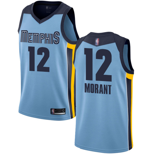 Grizzlies #12 Ja Morant Light Blue Basketball Swingman Statement Edition Jersey Grizzlies #12 Ja Morant Light Blue Basketball Swingman Statement Edition Jersey