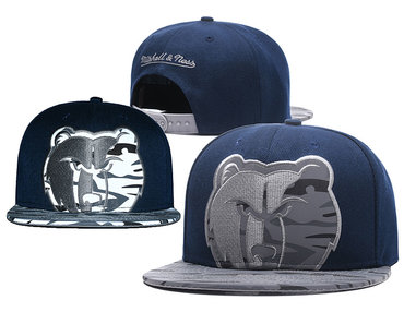 Grizzlies Team Logo Navy Reflective Mitchell & Ness Adjustable Hat GS