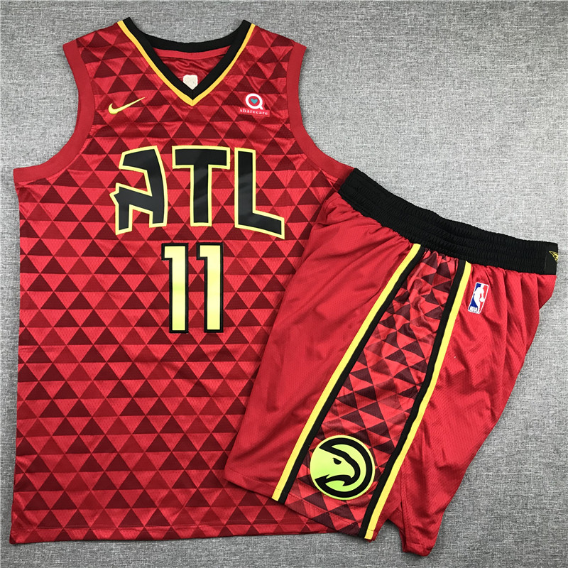 Hawks 11 Trae Young Red Nike Swingman Jersey(With Shorts) Hawks 11 Trae Young Red Nike Swingman Jersey(With Shorts)