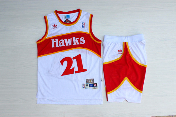 Hawks 21 Dominique Wilkins White Hardwood Classics Jersey(With Shorts) Hawks 21 Dominique Wilkins White Hardwood Classics Jersey(With Shorts)
