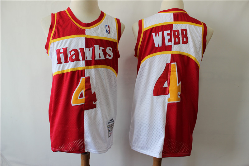 Hawks 4 Spud Webb Red Whhite 1986-87 Hardwood Classics Jersey Hawks 4 Spud Webb Red Whhite 1986-87 Hardwood Classics Jersey