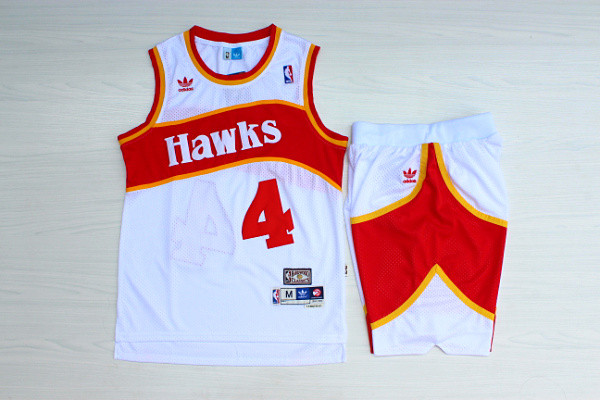 Hawks 4 Spud Webb White Hardwood Classics Jersey(With Shorts) Hawks 4 Spud Webb White Hardwood Classics Jersey(With Shorts)